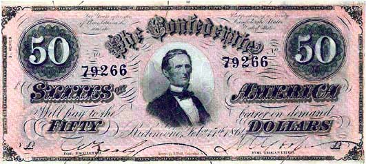 1864 Confederate $50